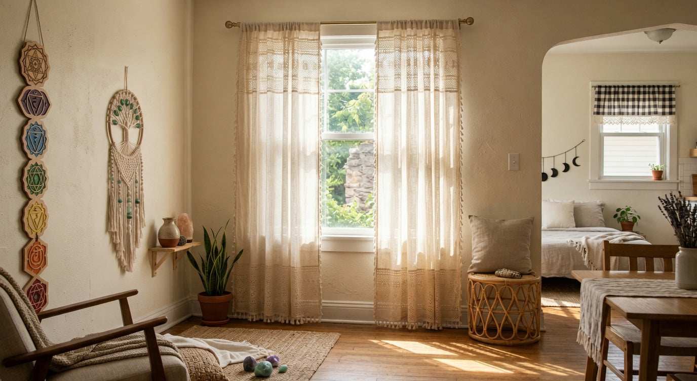 How to Style Boho Curtains: Crochet Lace, Linen & Light