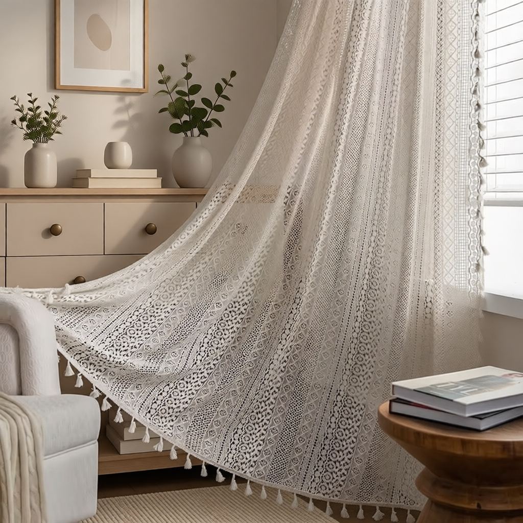 Boho Crochet Lace Curtain — view 8