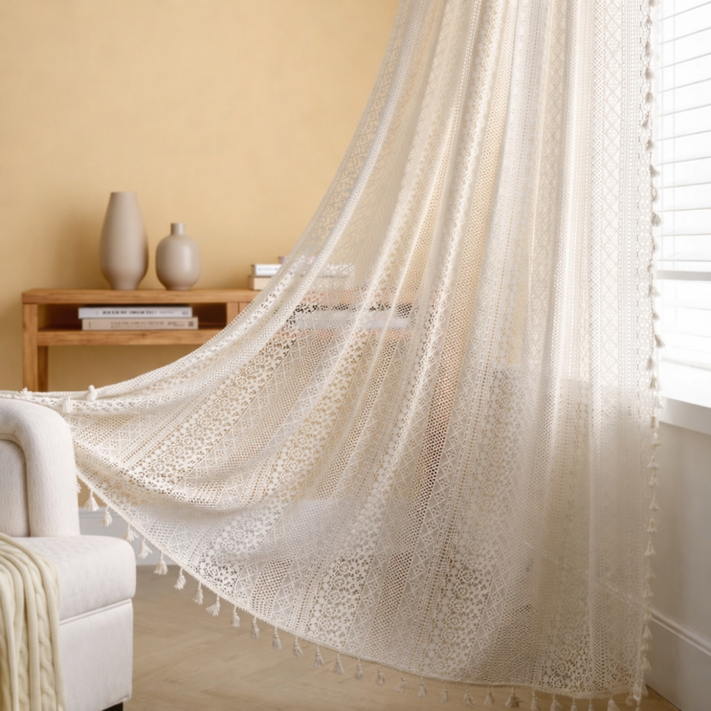 Boho Crochet Lace Curtain — view 2