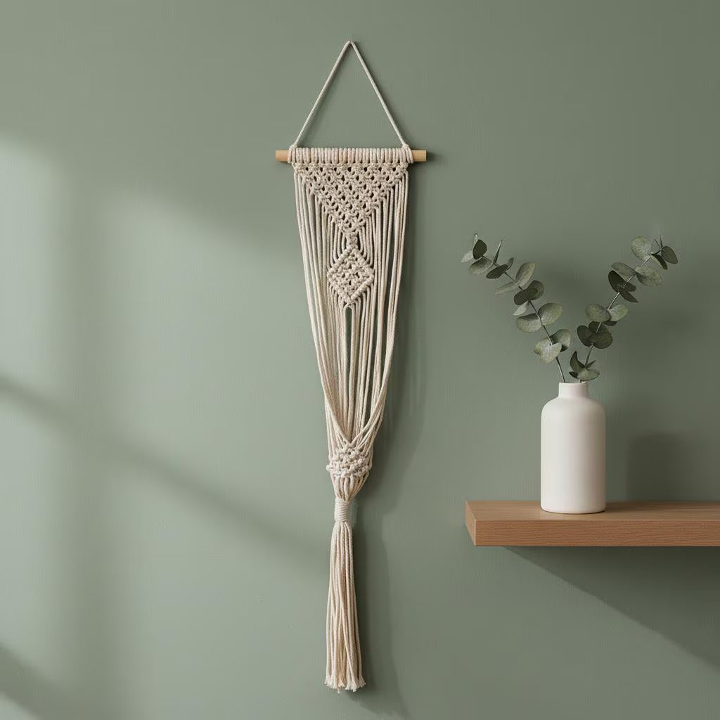 Macrame Wall Hanger | Boho Hanging Planter | Cotton Rope Decor | Bohemian Plant Gift