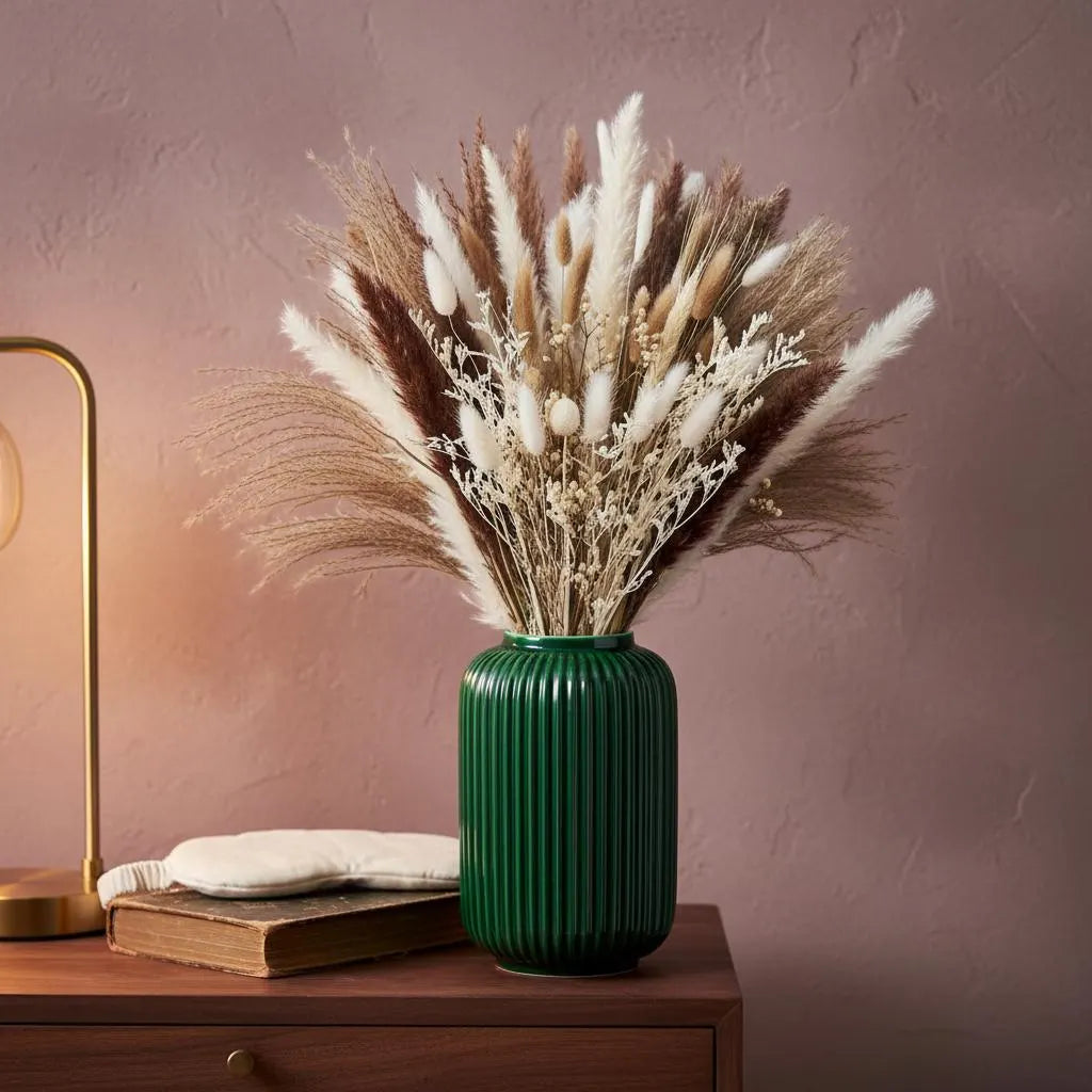 Dried Pampas Grass Bouquet | Bunny Tails Billy Balls Boho Wedding Decor Vase Filler Gift