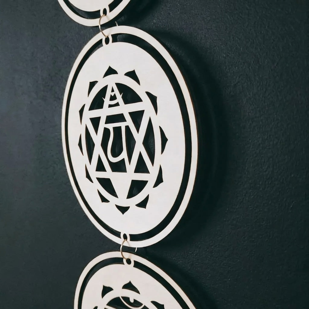 Sacred geometry hexagram pendant metatron chakra laser cut wooden medallion