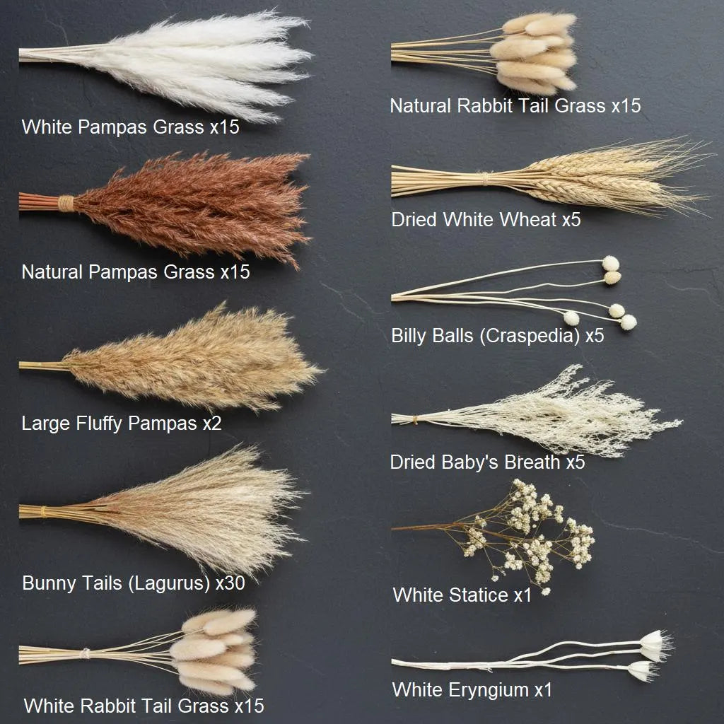 Dried Pampas Grass Bouquet | Bunny Tails Billy Balls Boho Wedding Decor Vase Filler Gift
