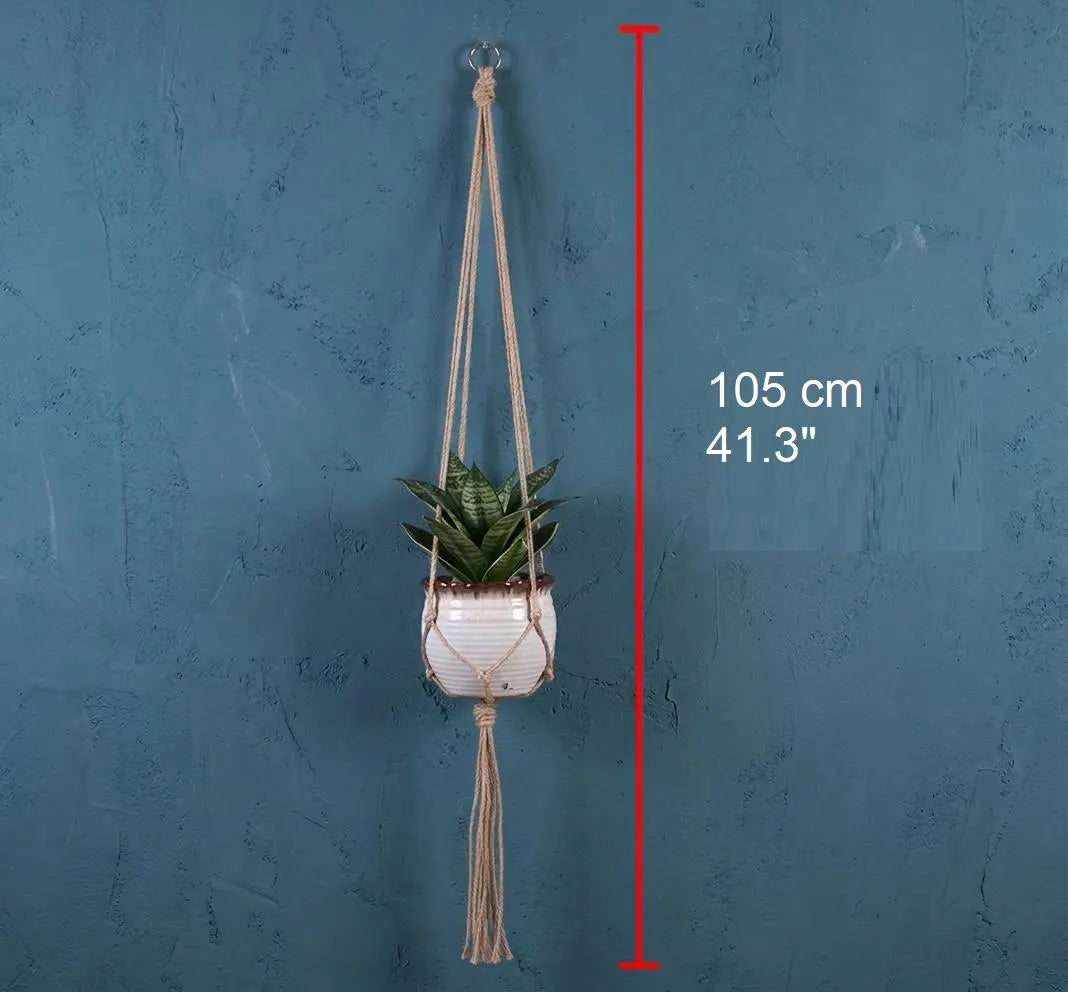 Macrame Plant Hanger Jute Rope | Boho Hanging Planter Indoor | Rustic Farmhouse Home Decor Gift
