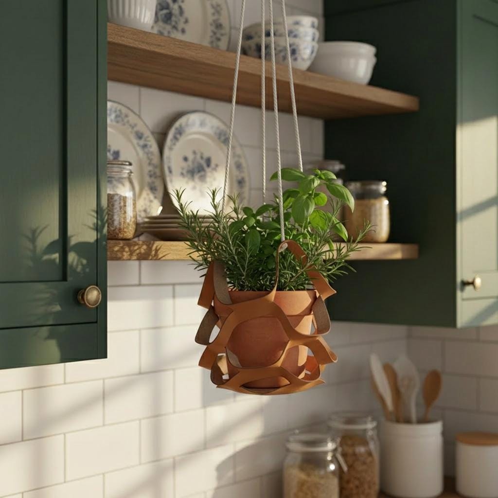 Leather Plant Hanger Hanging Planter Boho Home Decor Macrame Wall Pot Holder Gift