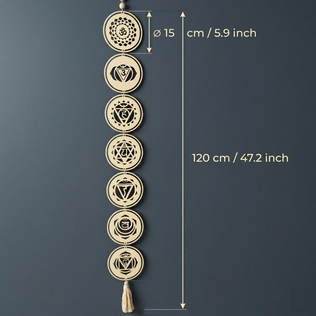 7 chakra wall hanging size 120cm 47 inch diameter 15cm wooden wall art dimensions