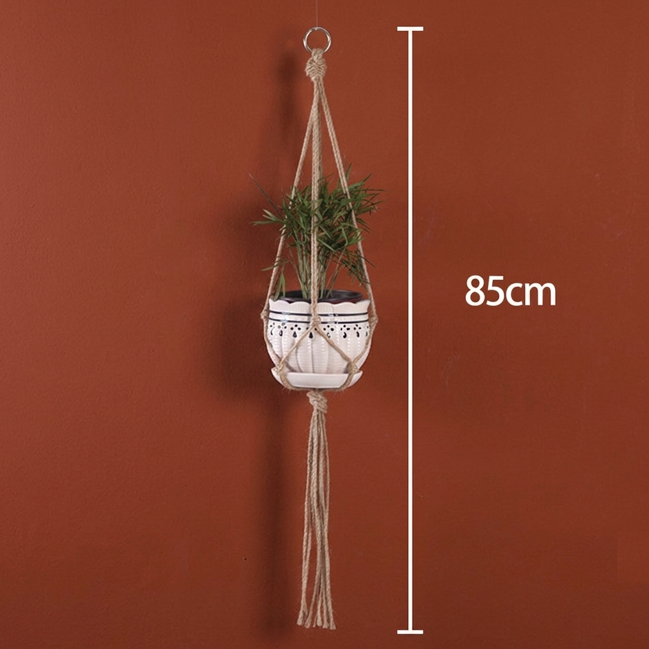 Jute plant hanger size chart showing 85 cm height with pot