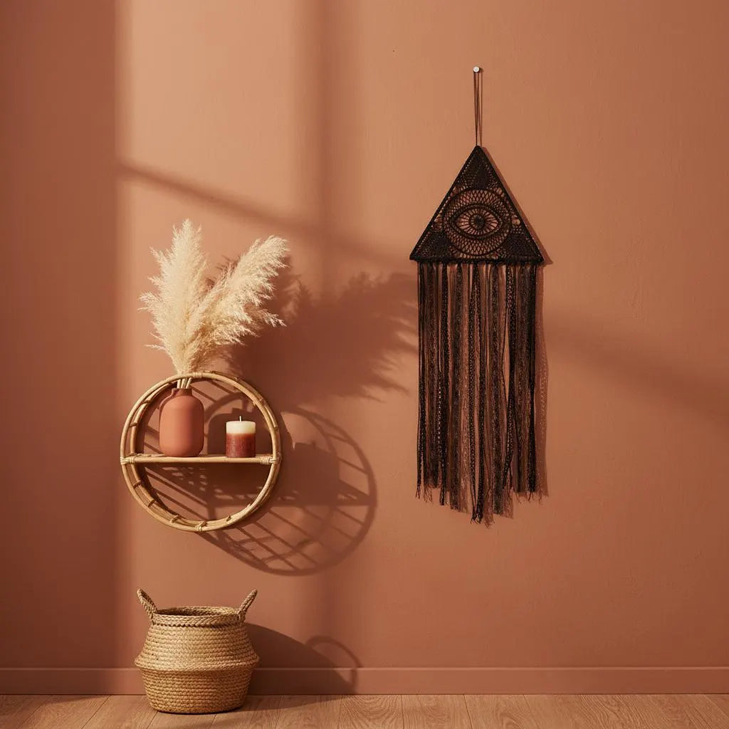 Evil Eye Triangle Wall Decor, Lace Dreamcatcher, Witchy Boho Wall Hanging