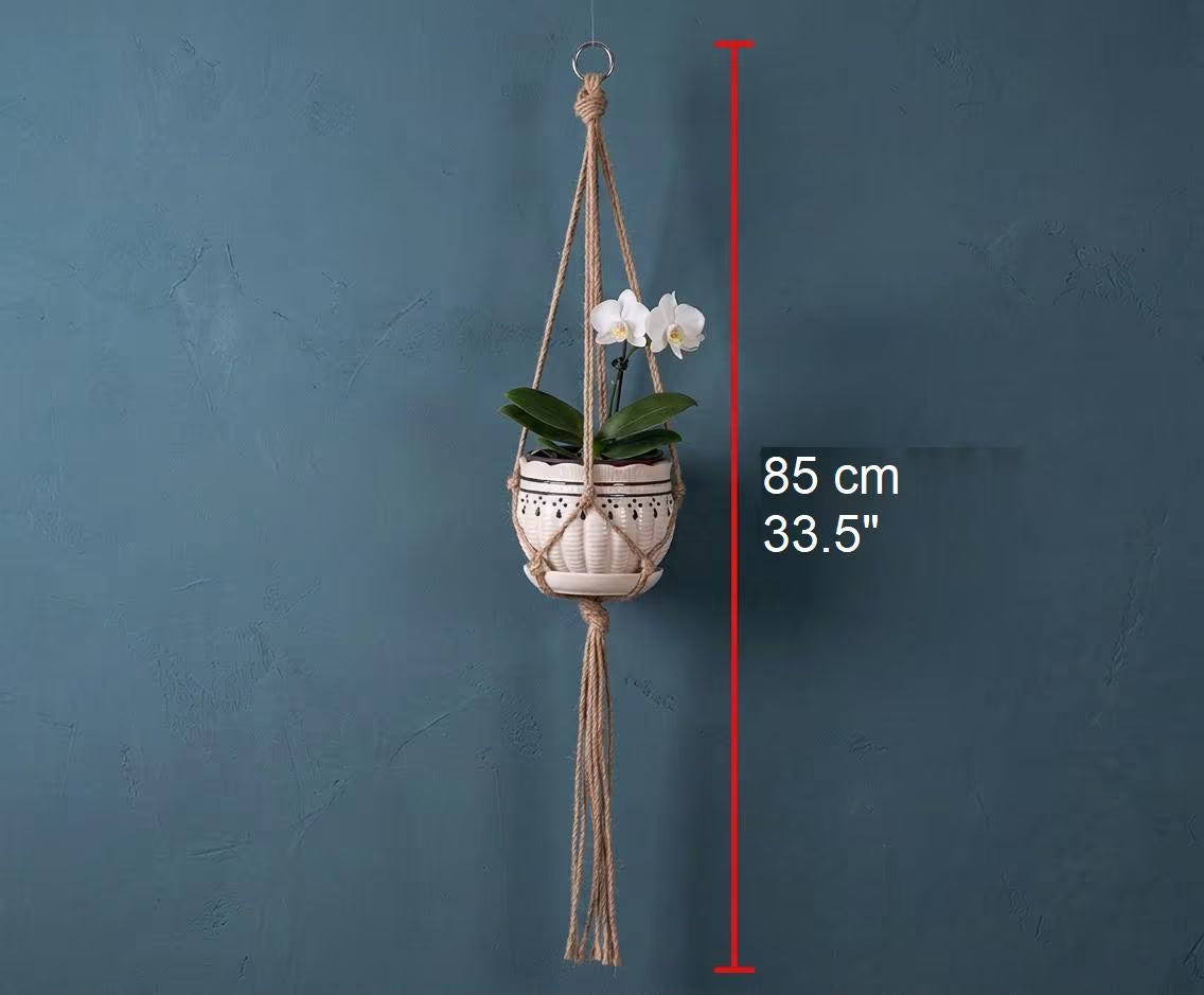 Macrame Plant Hanger Jute Rope | Boho Hanging Planter Indoor | Rustic Farmhouse Home Decor Gift