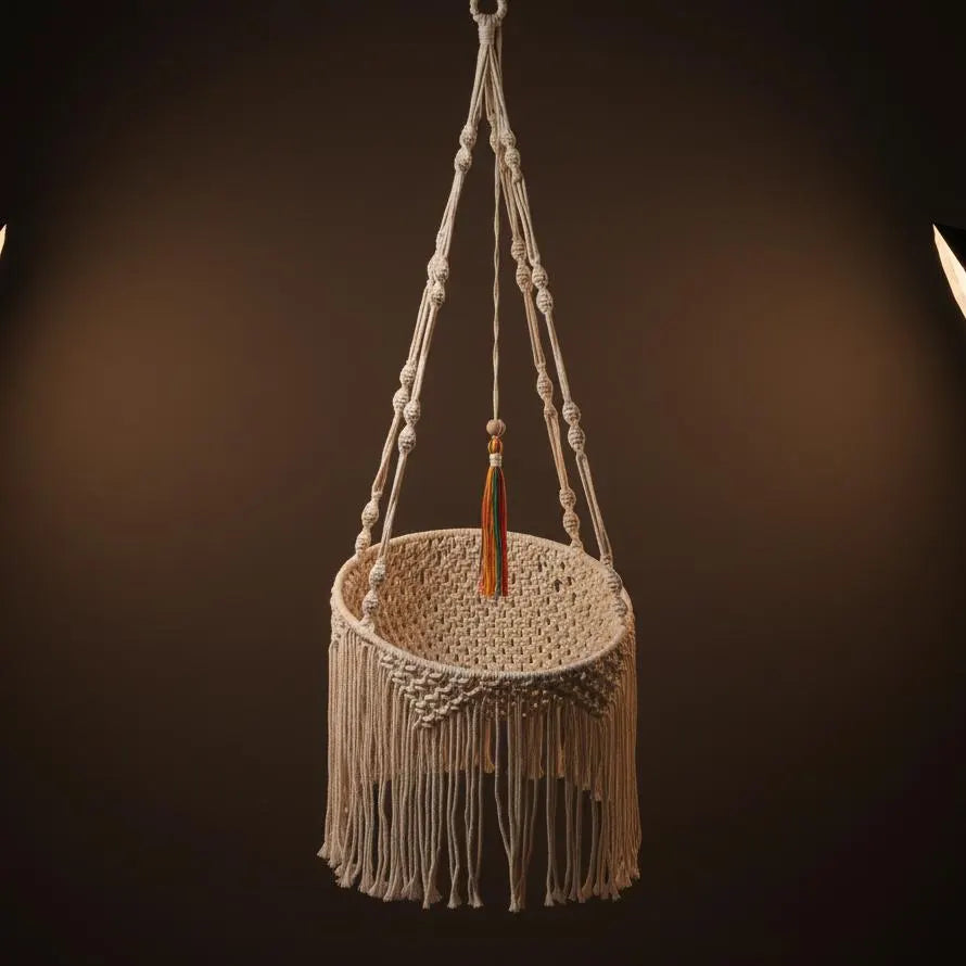 Macrame Cat Bed Hanging Hammock, Boho Cat Nest Cotton Basket, Fringe Pet Swing Gift