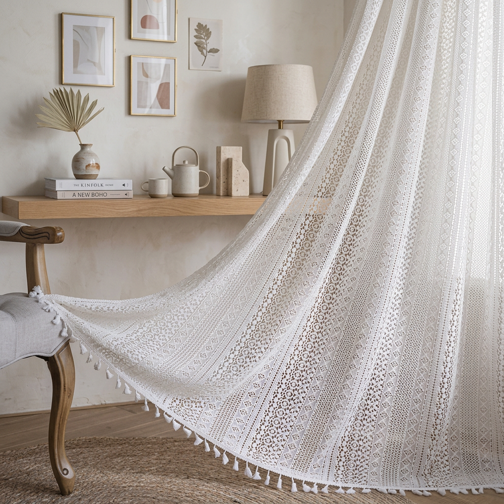 Boho Crochet Lace Curtain — view 13