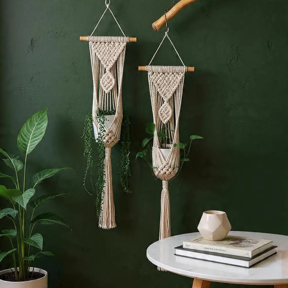 Macrame Wall Hanger | Boho Hanging Planter | Cotton Rope Decor | Bohemian Plant Gift