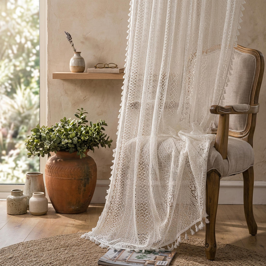 Boho Crochet Lace Curtain — view 9