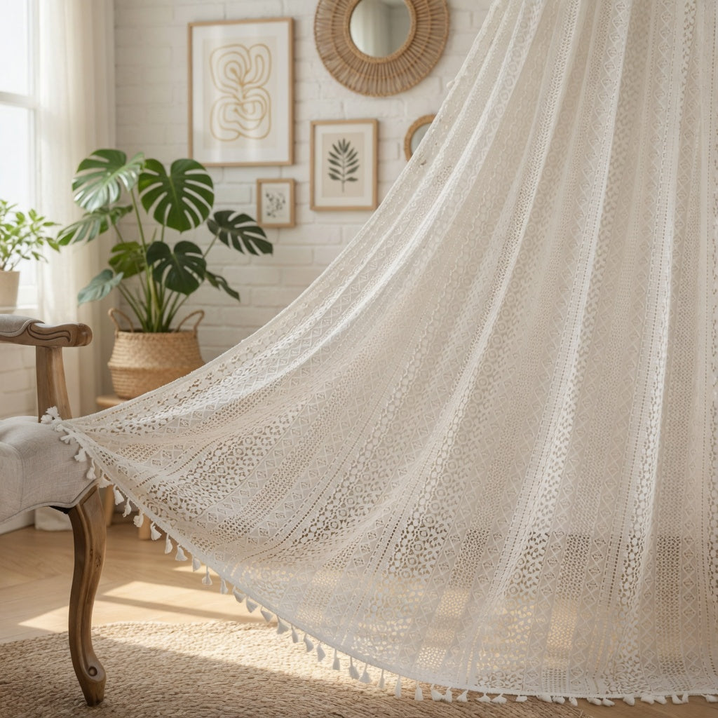 Boho Crochet Lace Curtain — view 11
