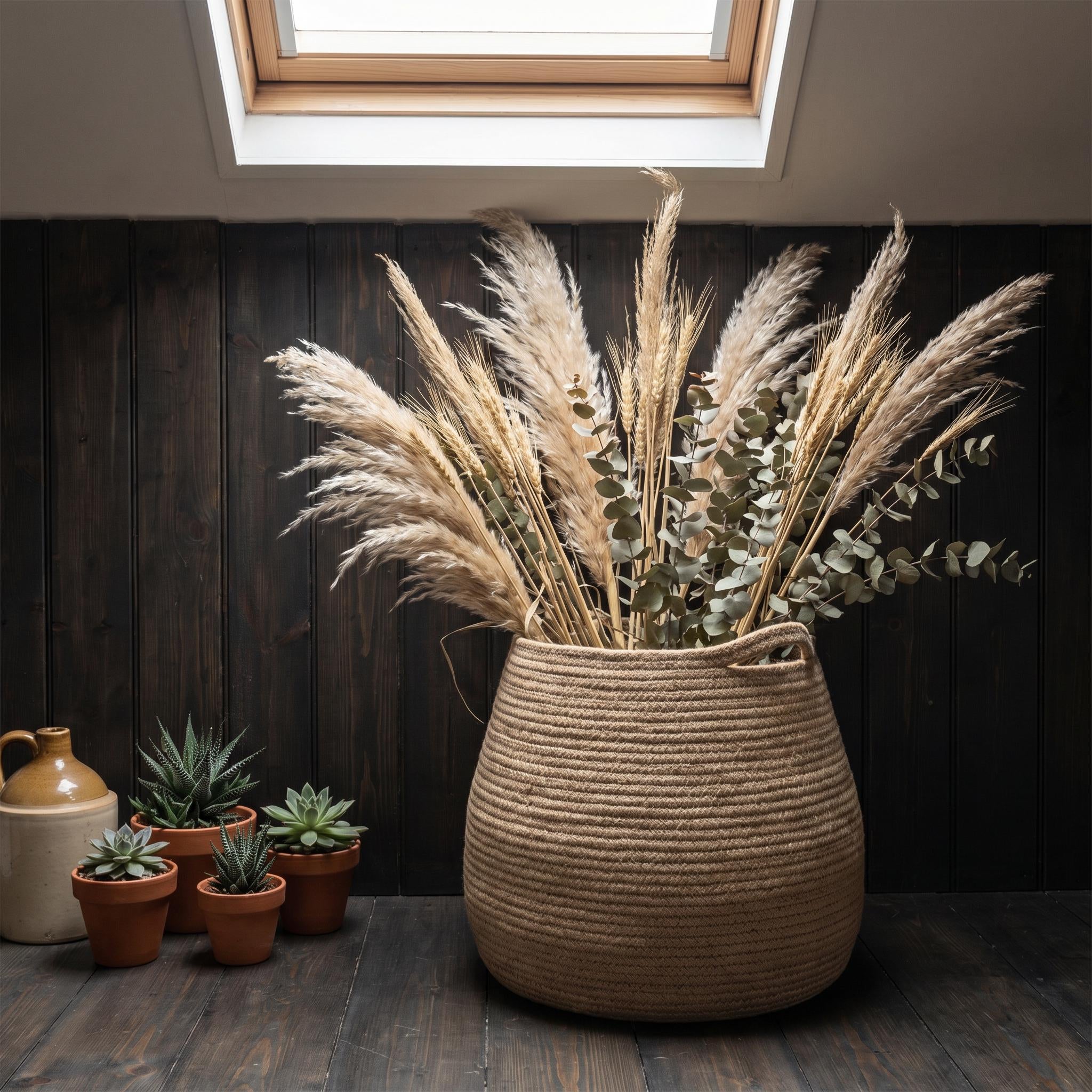 Woven Hemp Belly Basket | Boho Nordic Floor Storage, Farmhouse Plant Pot Holder, Housewarming Gift