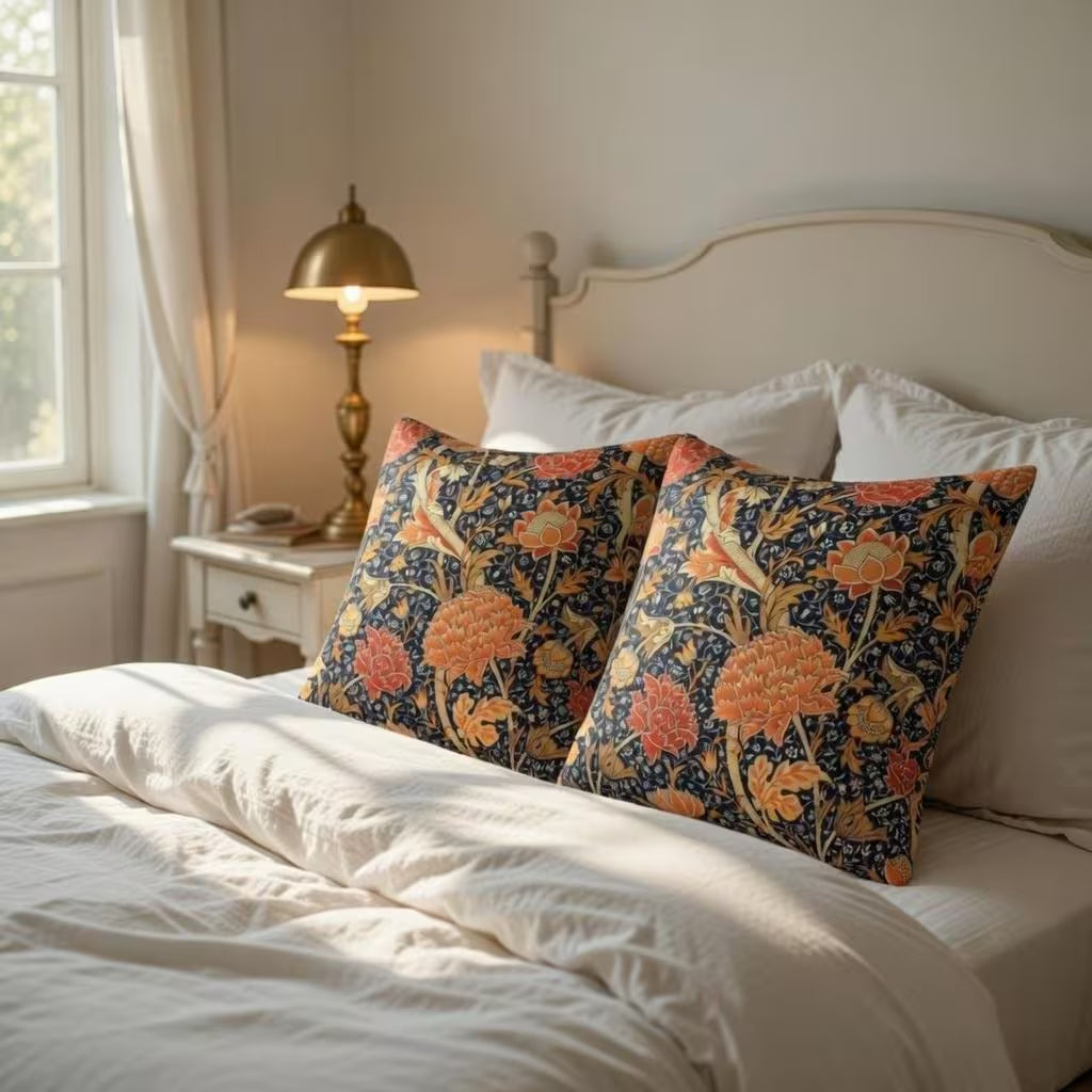 William Morris Pillow Cover, Vintage Botanical Cushion, Arts Crafts Floral Throw Pillow Cottagecore