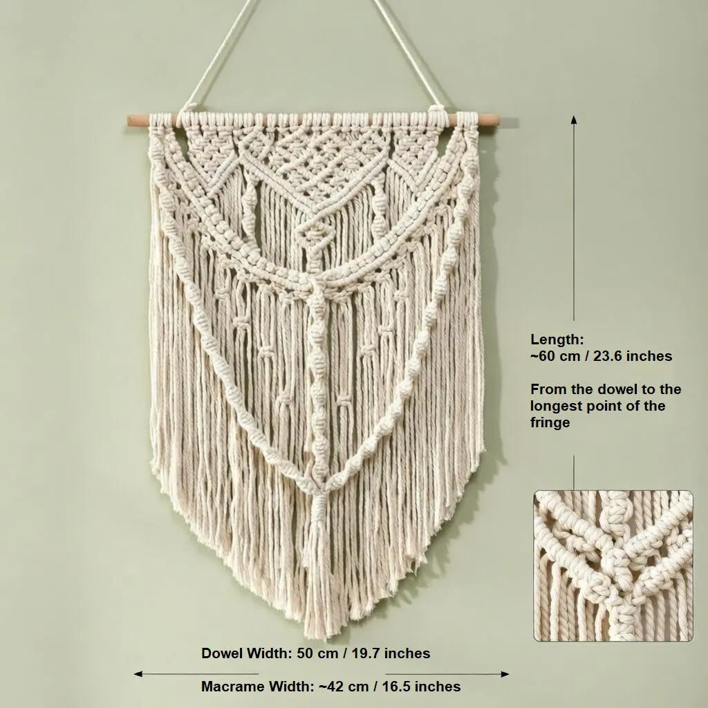 Macrame Wall Hanging, Boho Fringe Tapestry, Woven Cotton Home Decor, Bohemian Bedroom, Living Room