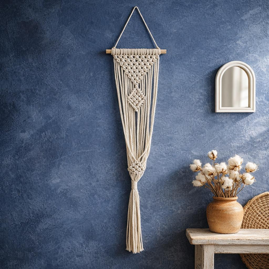 Macrame Wall Hanger | Boho Hanging Planter | Cotton Rope Decor | Bohemian Plant Gift