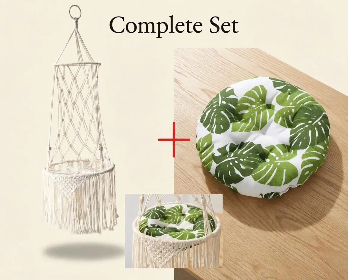 Macrame Cat Hammock – Handmade Fringe Hanging Bed, Boho Pet Decor, Cat Lover Gift