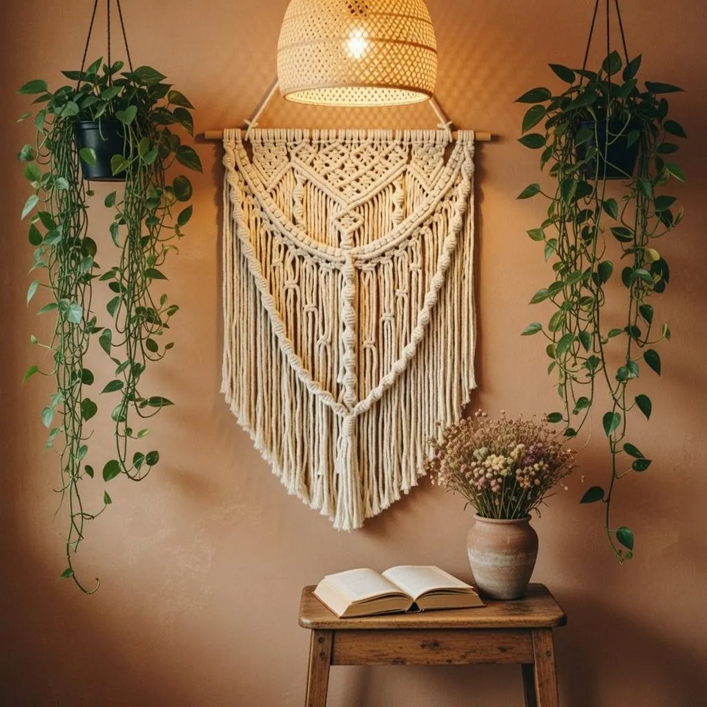 Macrame Wall Hanging, Boho Fringe Tapestry, Woven Cotton Home Decor, Bohemian Bedroom, Living Room