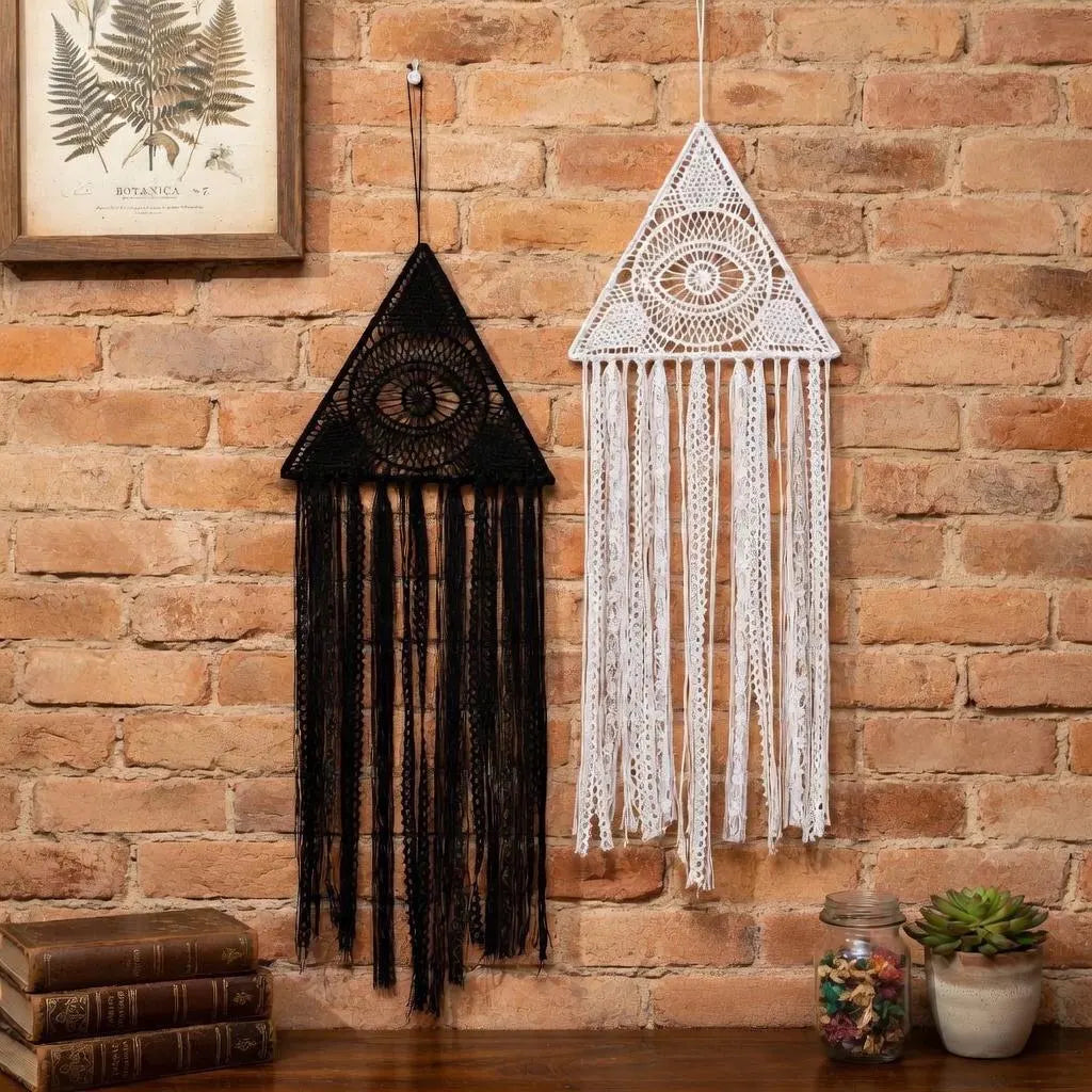 Evil Eye Triangle Wall Decor, Lace Dreamcatcher, Witchy Boho Wall Hanging