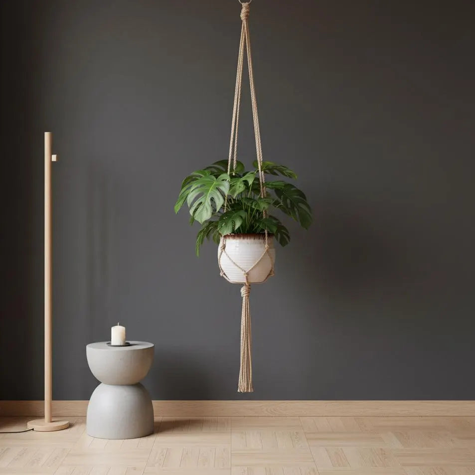 Macrame Plant Hanger Jute Rope | Boho Hanging Planter Indoor | Rustic Farmhouse Home Decor Gift