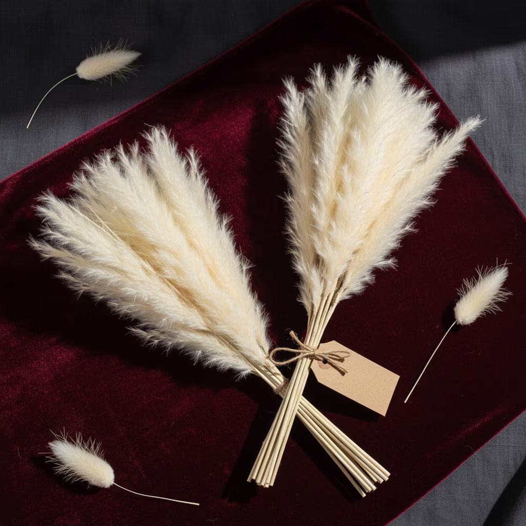 Dried Pampas Grass Bouquet | Bunny Tails Billy Balls Boho Wedding Decor Vase Filler Gift
