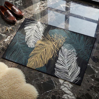 Botanical kitchen rug — monstera leaf print design