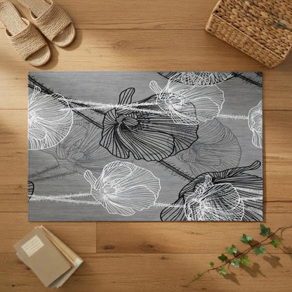 Botanical leaf floor mat — non-slip backing detail