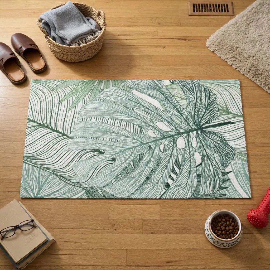 Botanical leaf floor mat, design view 9