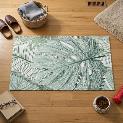 Botanical leaf floor mat, design view 9