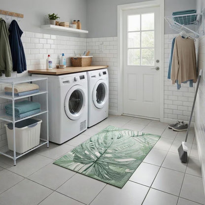 Botanical leaf floor mat, design view 10