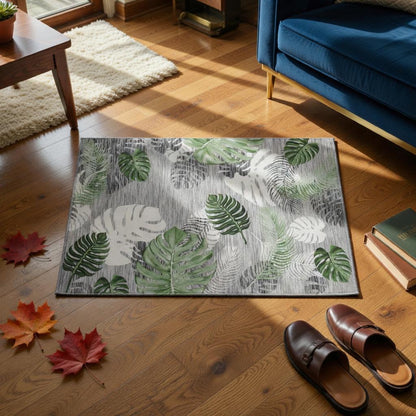Botanical leaf floor mat, design view 14