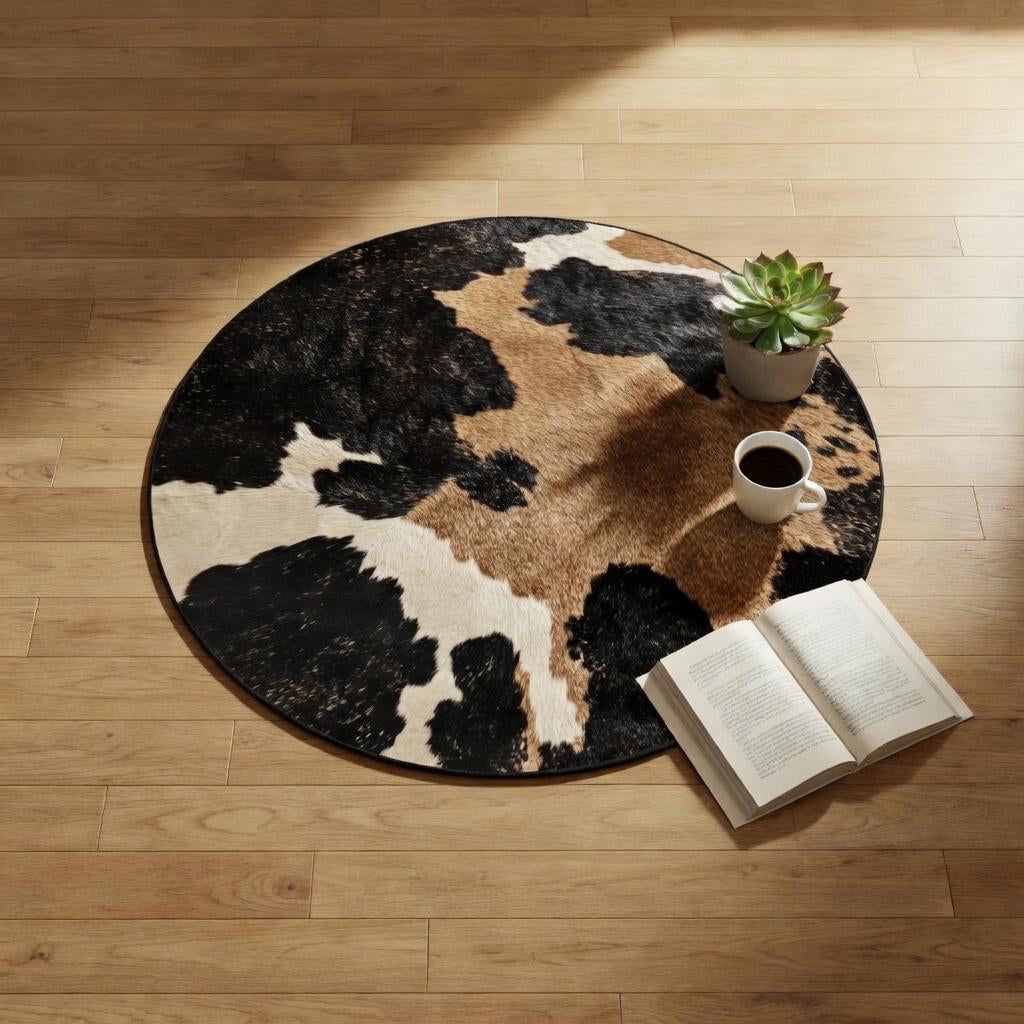 Cow print round rug — size chart