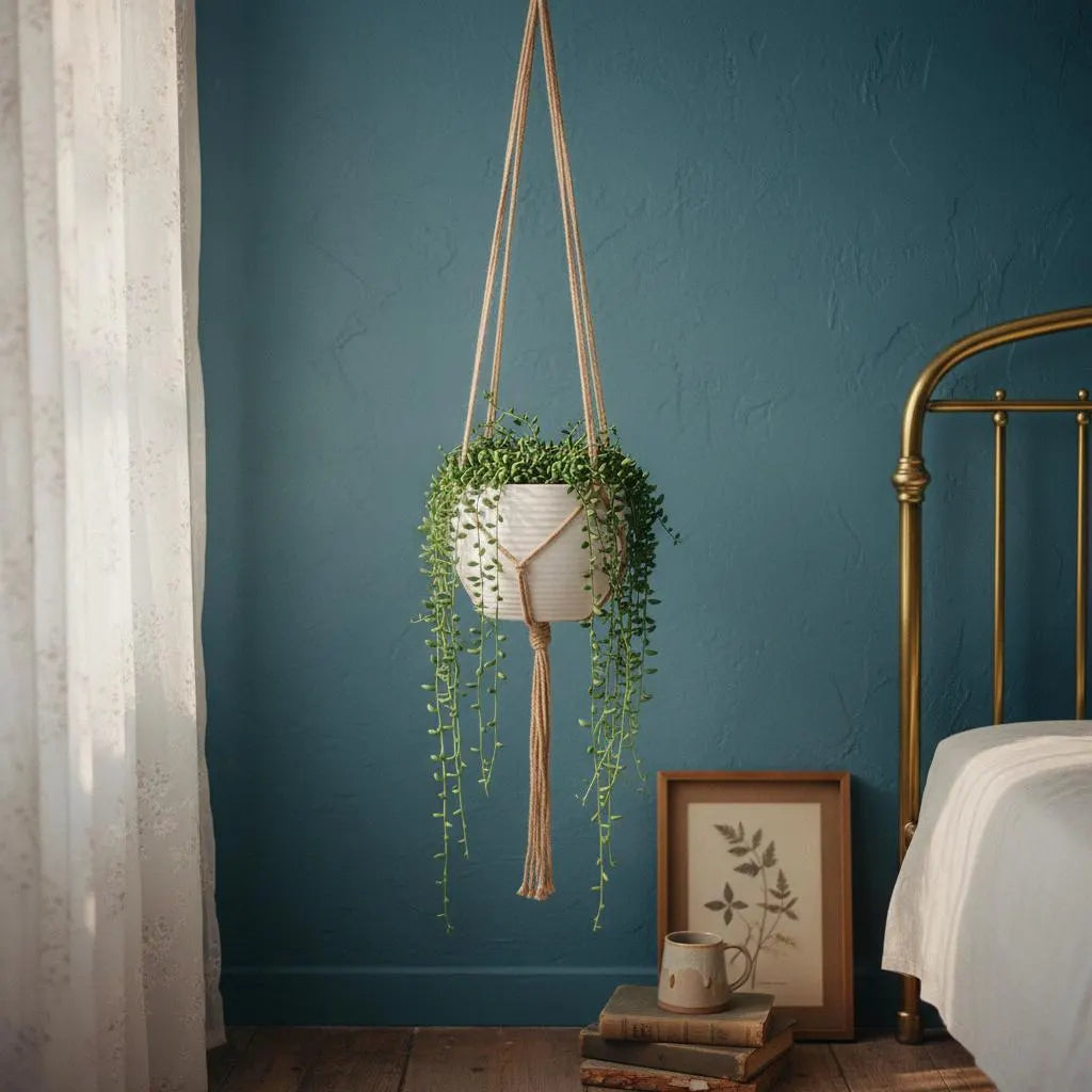 Macrame Plant Hanger Jute Rope | Boho Hanging Planter Indoor | Rustic Farmhouse Home Decor Gift