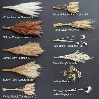 Dried Pampas Grass Bouquet | Bunny Tails Billy Balls Boho Wedding Decor Vase Filler Gift