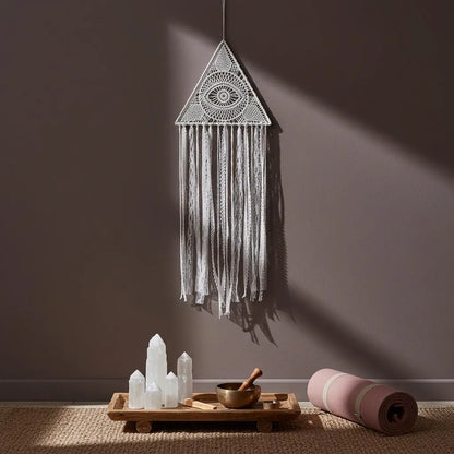 Evil Eye Triangle Wall Decor, Lace Dreamcatcher, Witchy Boho Wall Hanging