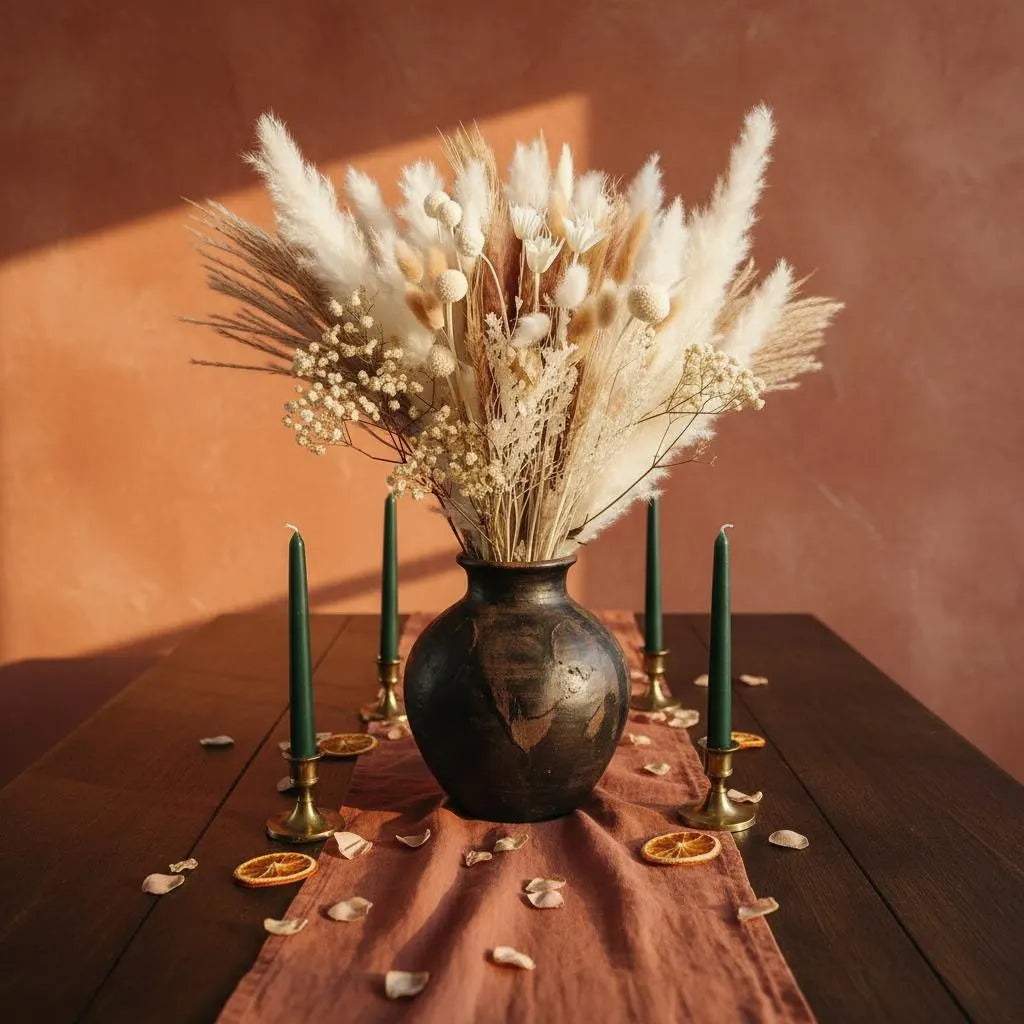 Dried Pampas Grass Bouquet | Bunny Tails Billy Balls Boho Wedding Decor Vase Filler Gift