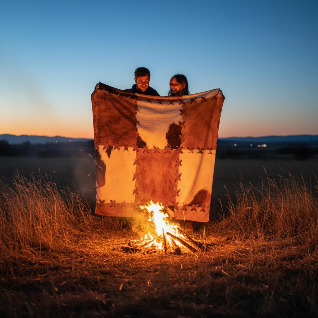Faux cowhide throw blanket, view 10
