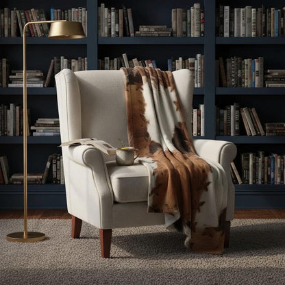Faux cowhide throw blanket — size chart