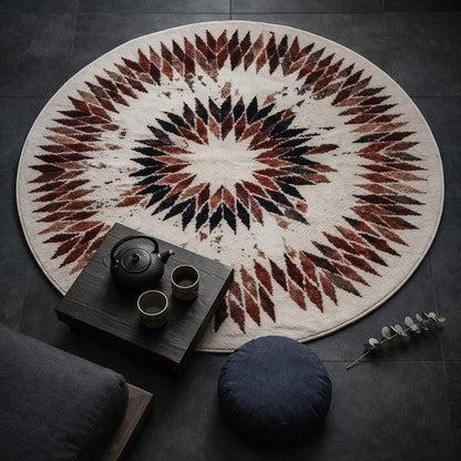 Geometric circle rug — flat microfibre surface detail