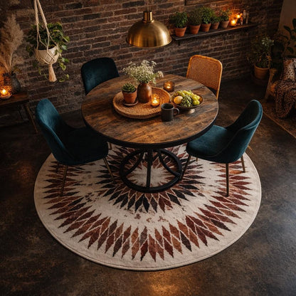 Geometric circle rug — non-slip backing detail