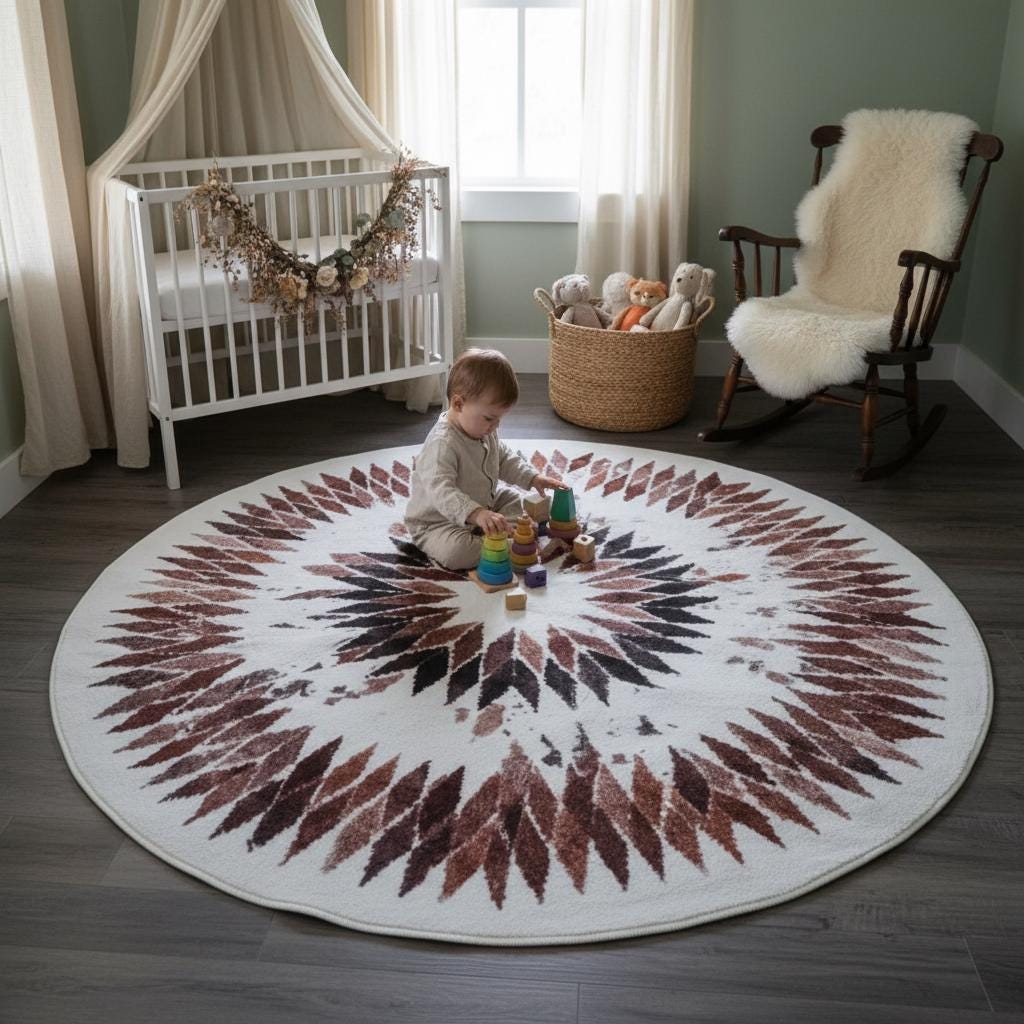 Geometric circle rug, view 9