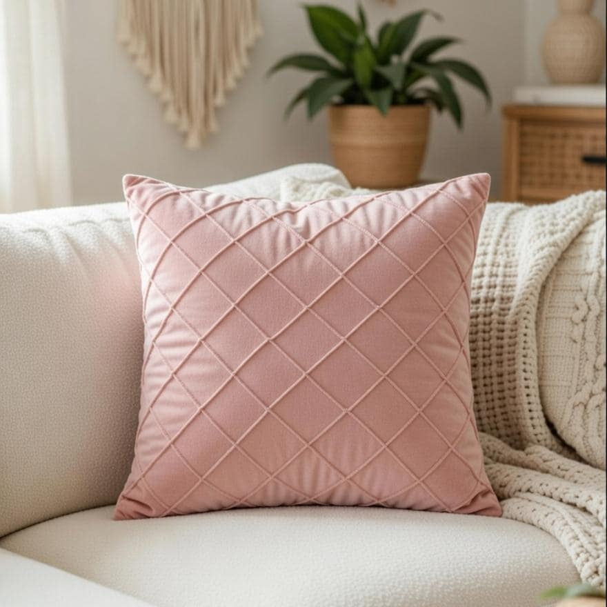 Velvet Cushion Cover | Geometric Throw Pillow | Modern Living Room Decor | Multiple Colors