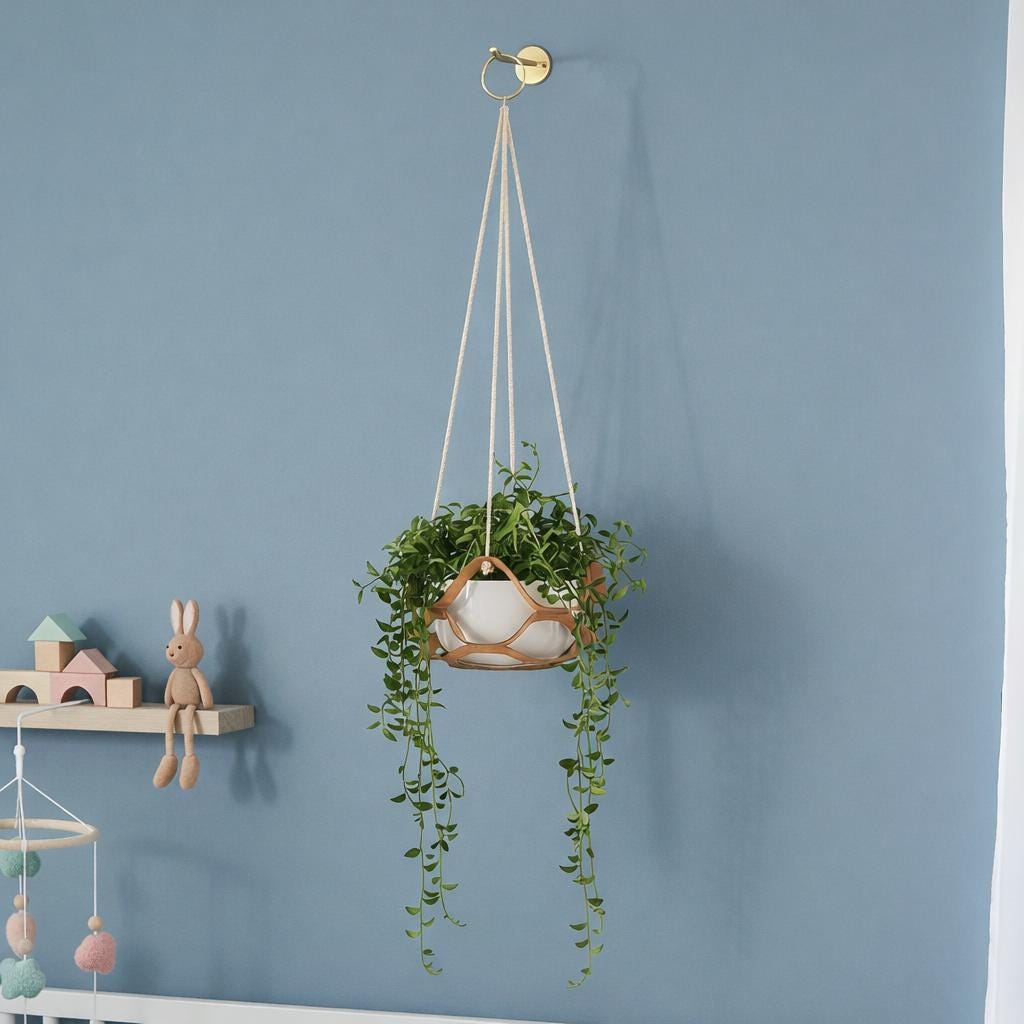 Leather Plant Hanger Hanging Planter Boho Home Decor Macrame Wall Pot Holder Gift