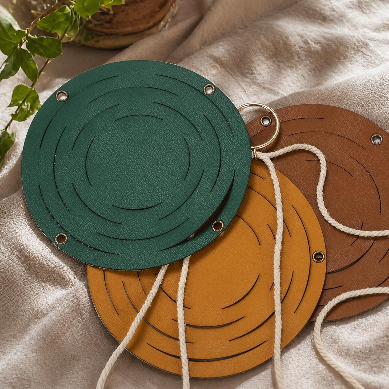 Leather Plant Hanger Hanging Planter Boho Home Decor Macrame Wall Pot Holder Gift