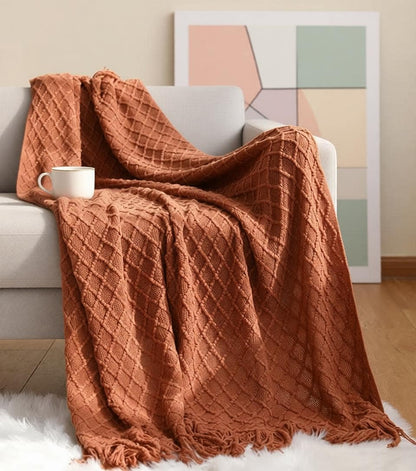 Knit tassel throw blanket, view 10