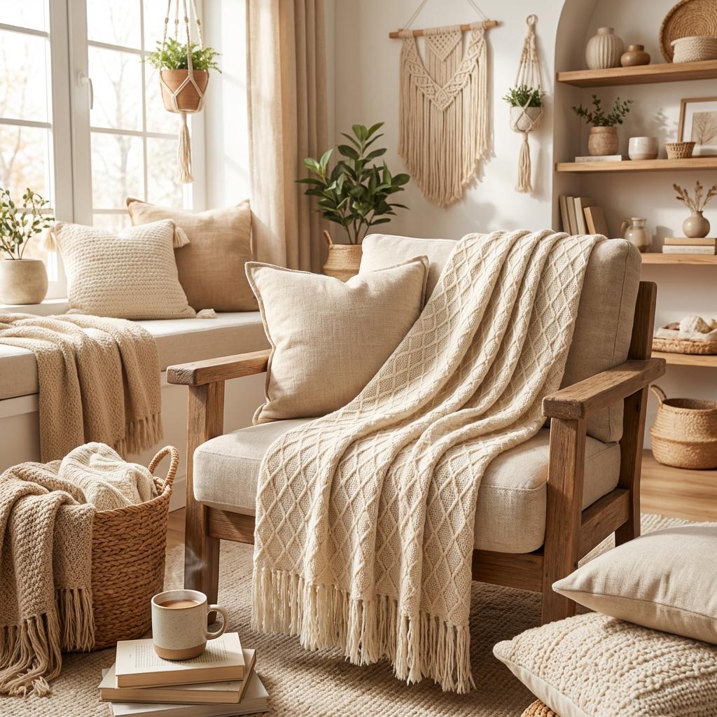 Knit tassel throw blanket, view 14