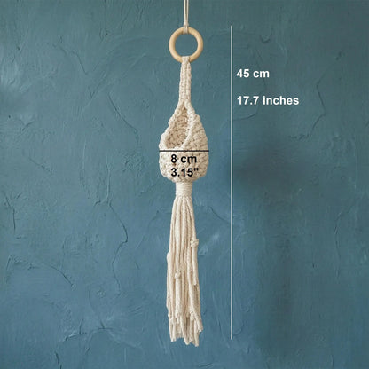 Macrame Plant Hanger Air Plant Holder | Boho Wall Hanging Crochet Planter | Farmhouse Decor Set