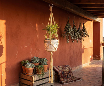 Macrame Plant Hanger Jute Rope | Boho Hanging Planter Indoor | Rustic Farmhouse Home Decor Gift